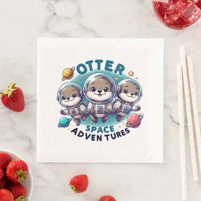 Otter Space Adventures Paper Dinner Napkins (Insitu)