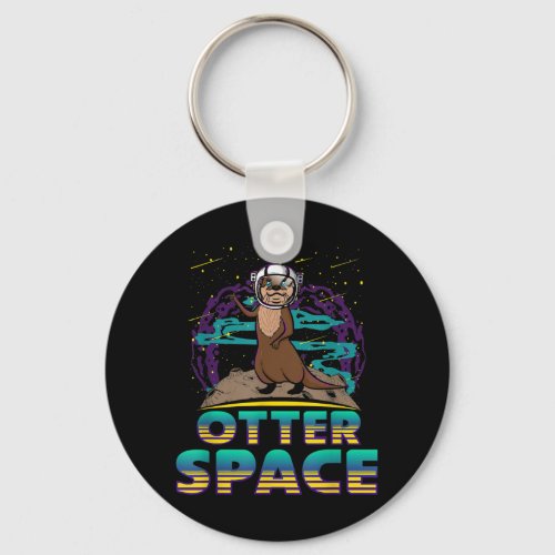 Otter Space Cute Funny Otter Lover Pun Gift Keychain