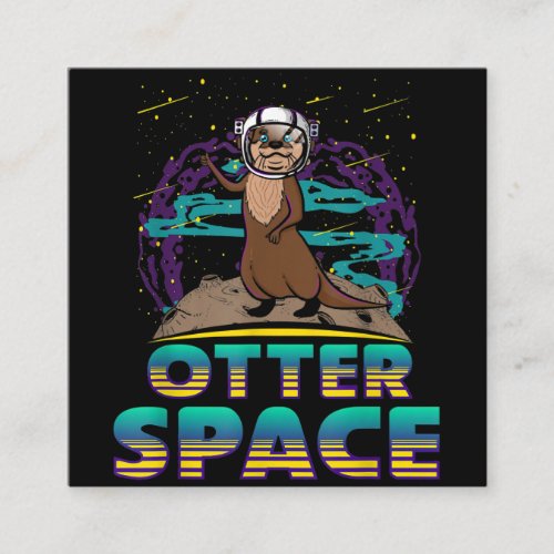 Otter Space Cute Funny Otter Lover Pun Gift Square Business Card