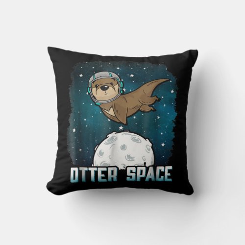 Otter Space Funny Otter Space Animal Throw Pillow