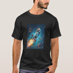 Otter Space Puns Space Otter Riding A Rocket 2 T-Shirt