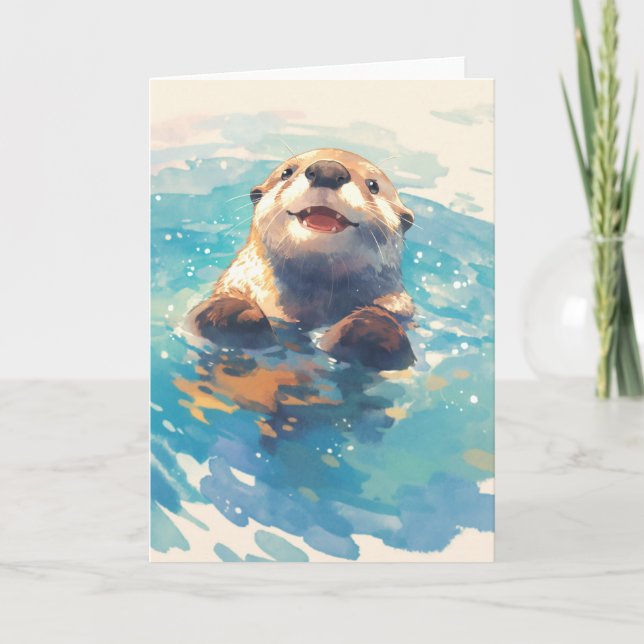 Otter Splashing Through Sunshine Card (Front)