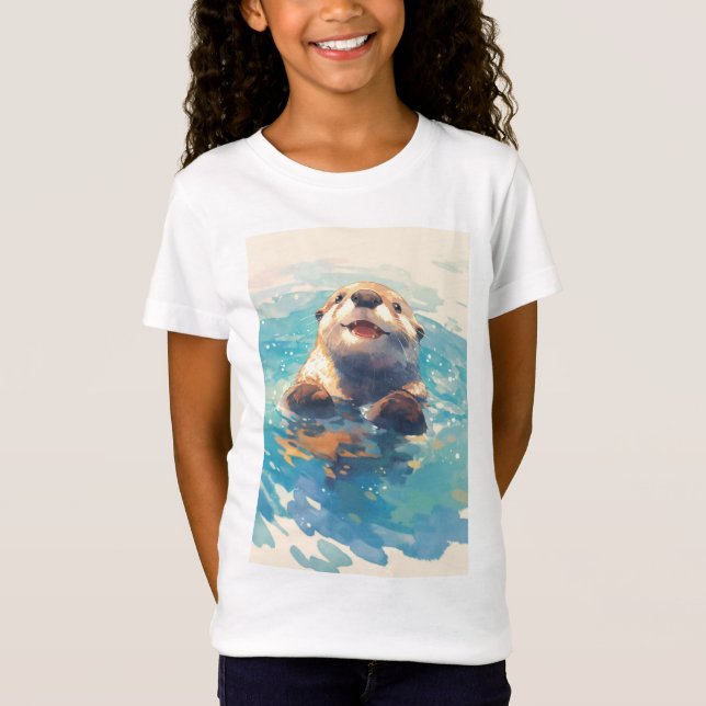 Otter Splashing Through Sunshine T-Shirt (Front)