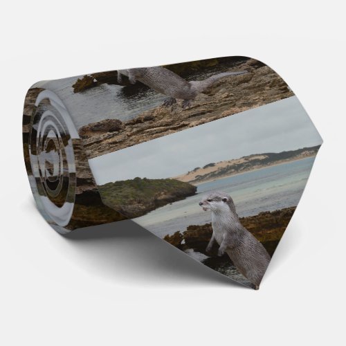 Otter Standing On Rocks At The Seaside Neck Tie