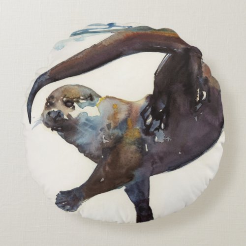 Otter Study II _Talisker Round Pillow