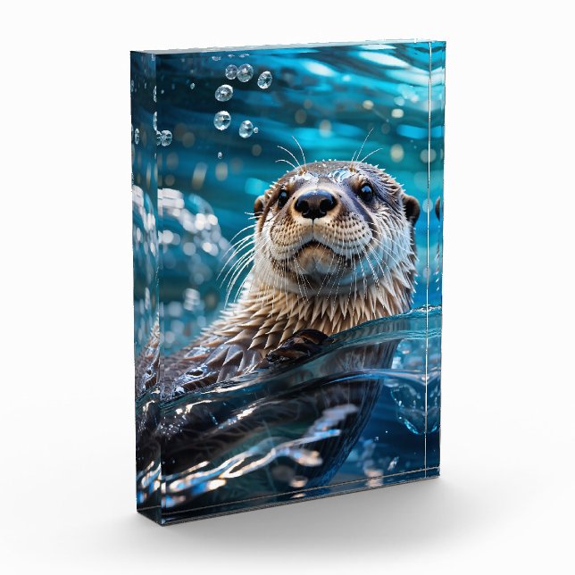 Otter Swimming Acrylic Award (Left)