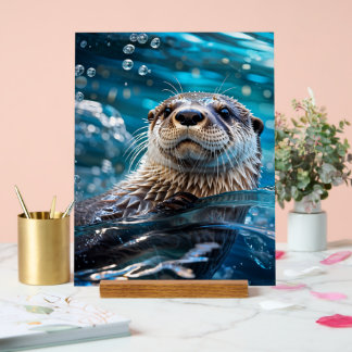 Otter Swimming Acrylic Sign