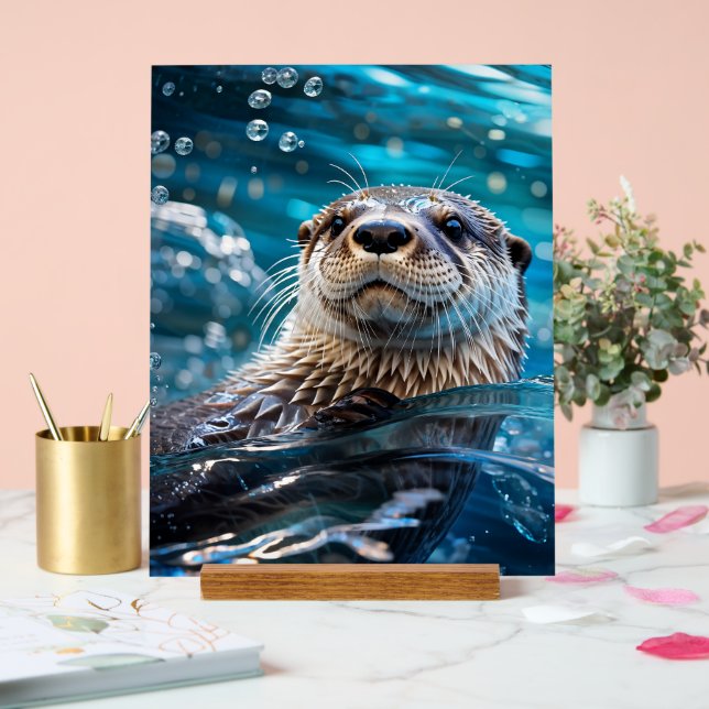Otter Swimming Acrylic Sign (Wedding)