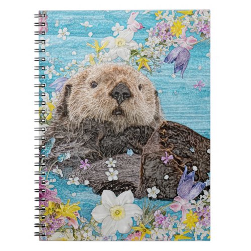 Otter Swimming in Flowers Notebook