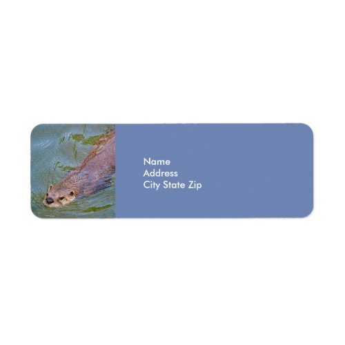 Otter Swimming Wildlife Photo Label
