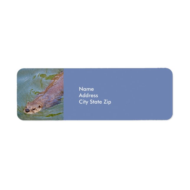 Otter Swimming Wildlife Photo Label (Front)