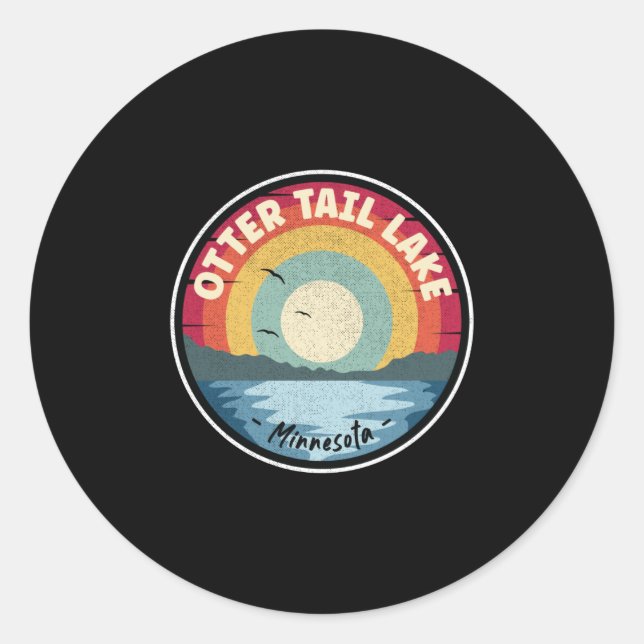 Otter Tail Lake Minnesota Colorful Scene Classic Round Sticker (Front)