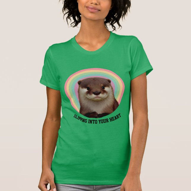 Otter tee,Cute Rainbow Otter Vibes T-Shirt (Front)