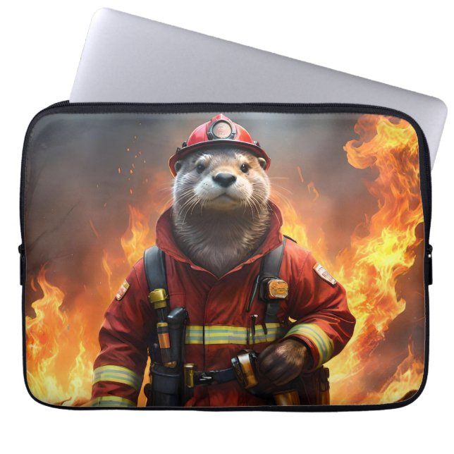 Otter The Fire Fighter, Laptop Sleeve (Front)