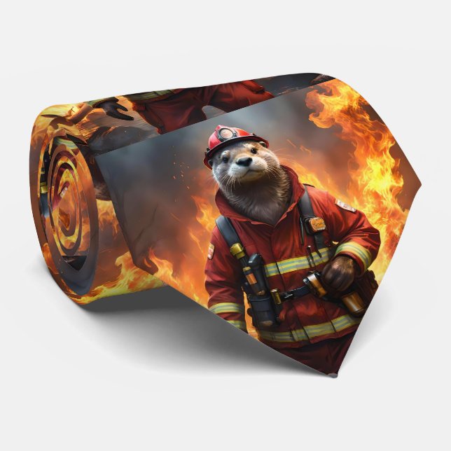 Otter The Fire Fighter, Neck Tie (Rolled)