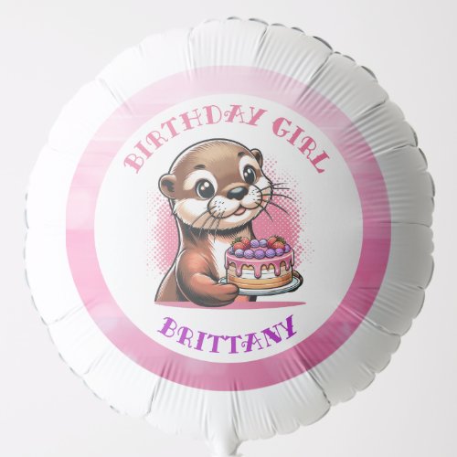 Otter Themed Birthday Girl Balloon