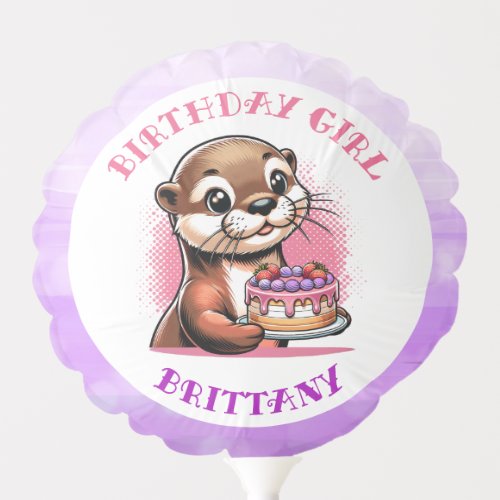 Otter Themed Birthday Girl Balloon