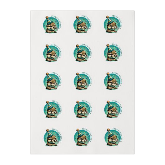 Otter Themed Blue Boy's Birthday Personalized Edible Frosting Rounds (Sheet)
