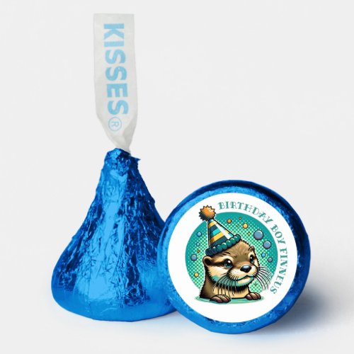 Otter Themed Blue Boys Birthday Personalized Hersheys Kisses