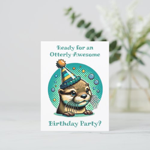 Otter Themed Boys Birthday Party Postcard