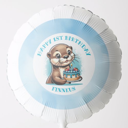 Otter Themed Boys First Birthday Personalized Balloon