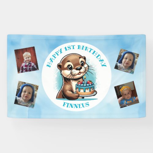 Otter Themed Boys First Birthday Personalized Banner