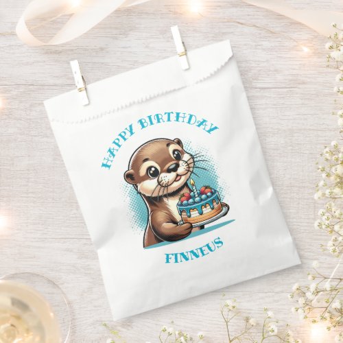 Otter Themed Boys First Birthday Personalized Favor Bag