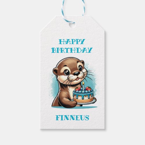 Otter Themed Boys First Birthday Personalized Gift Tags