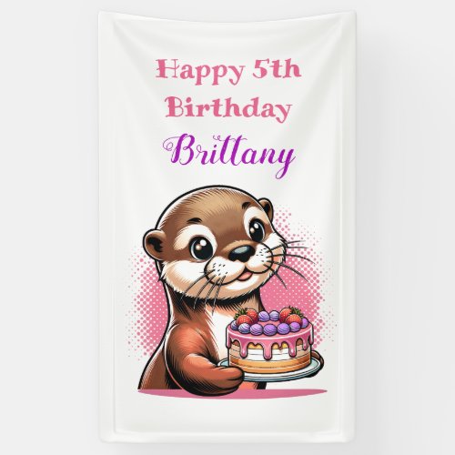 Otter Themed Girls Birthday Party Banner