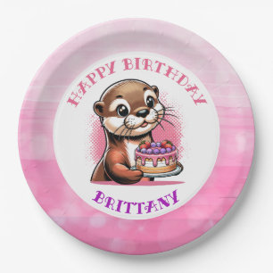 Otter Themed Girl's Birthday Party Paper Plates