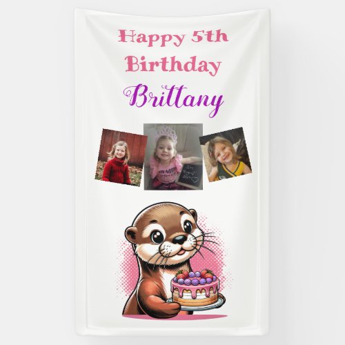 Otter Themed Girls Birthday Party Photo Banner