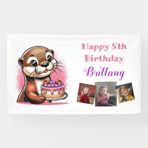 Otter Themed Girls Birthday Party Photo Banner