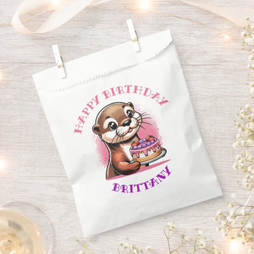 Otter Themed Girls Birthday Party Photo Favor Bag