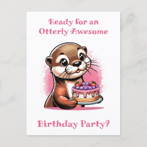 Otter Themed Girls Birthday Party Postcard