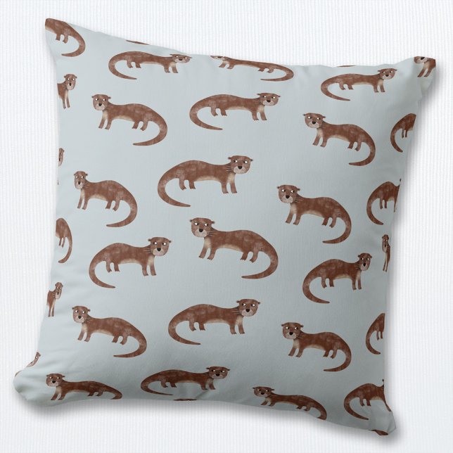 Otter Throw Pillow (Cute otter pattern throw pillow)