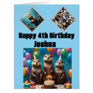 Otter Triplets Birthday Party, Birthday Card