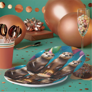 Otter Triplets Birthday Party, Paper Plates