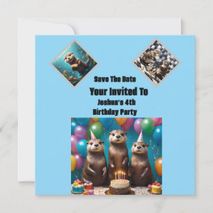 Otter Triplets Birthday Party, Party Invitation, Save The Date
