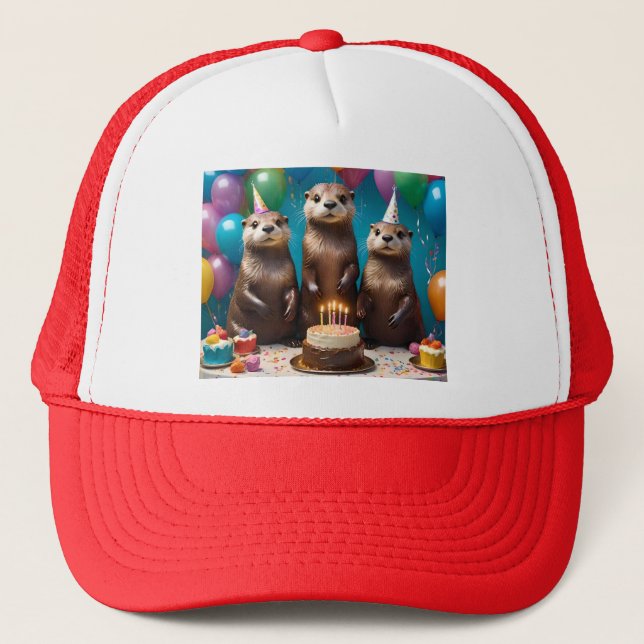 Otter Triplets Birthday Party, Trucker Hat (Front)
