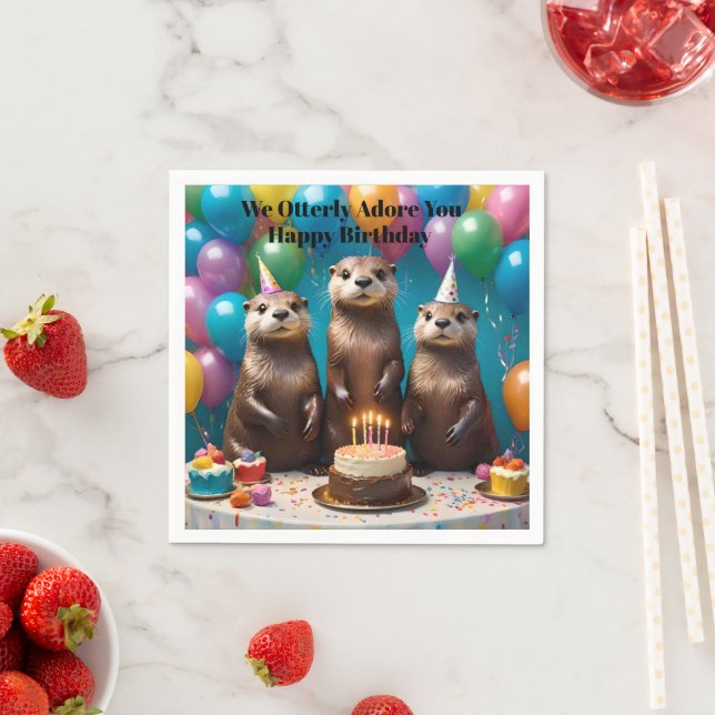 Otter Triplets Otterly Adore You Birthday Party, Napkins (Insitu)