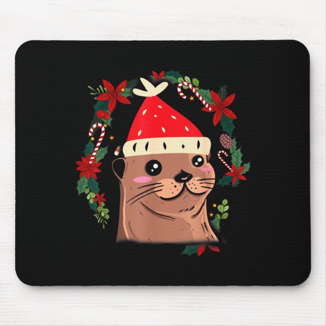 Otter Ugly Christmas Christmas Winter  Mouse Pad (Front)