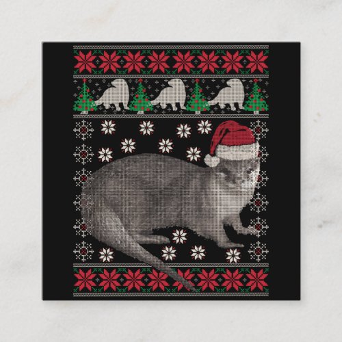 Otter Ugly Christmas Sweat Animal Holiday Xmas Square Business Card