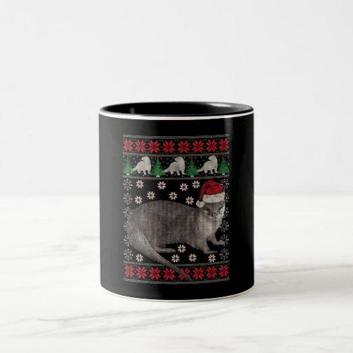 Otter ugly christmas sweat animal holiday xmas Two_Tone coffee mug