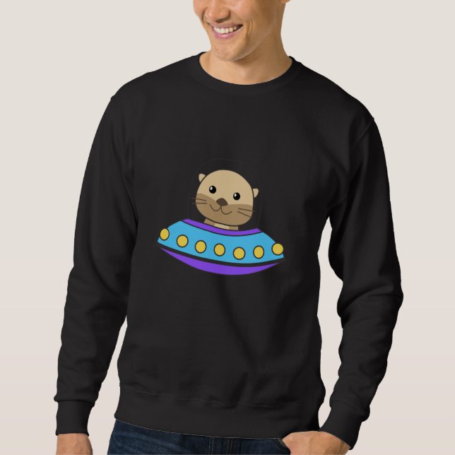 Otter Universe UFO In Space Spaceship Sweatshirt (Front)