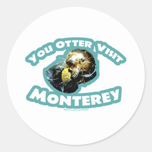 Otter visit Monterey Classic Round Sticker