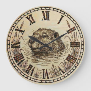 Otter Wall Clock - Serene Lake Life Decor