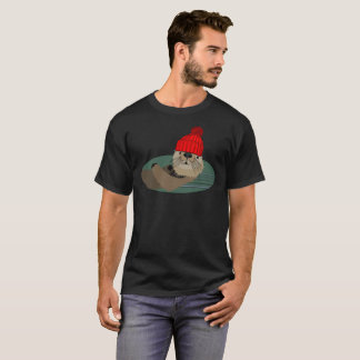 Otter Wearing a Beanie Stocking Hat Shirt