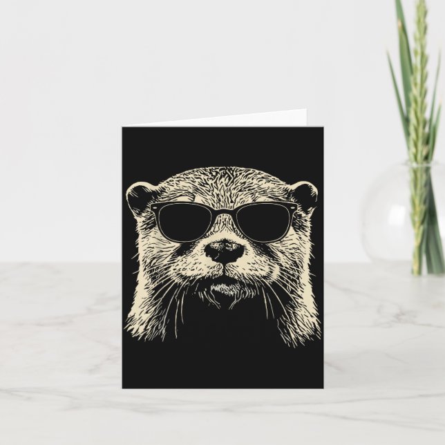 Otter Wearing Sungles Graphic Otter Shirt Men Wome Card (Front)