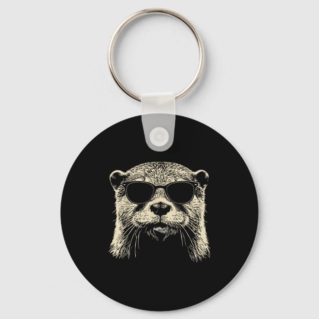 Otter Wearing Sungles Graphic Otter Shirt Men Wome Keychain (Front)