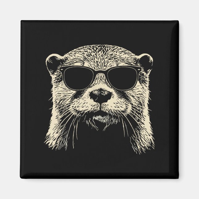 Otter Wearing Sungles Graphic Otter Shirt Men Wome Magnet (Front)